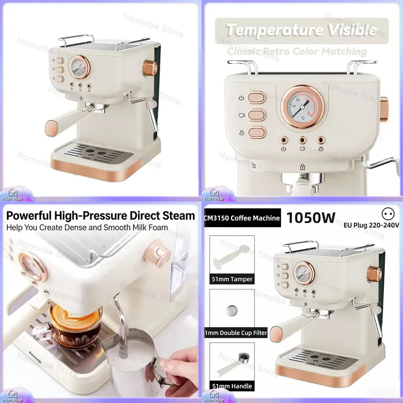 Milk Frother Automatic - 20 Bar Semi-automatische Espressoapparaat met Melkopschuimer,