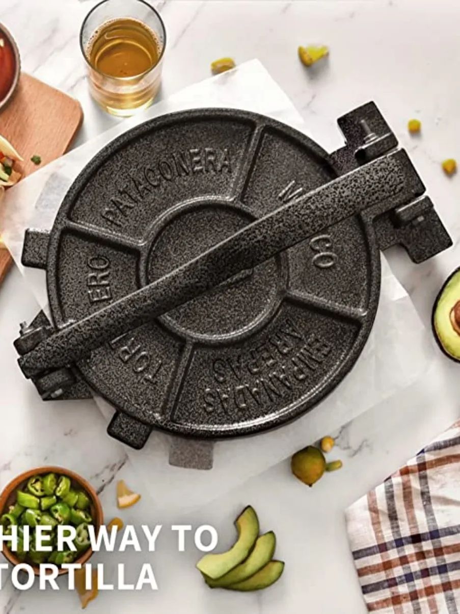 Tortilla Press Cast - 8 inch gietijzeren tortillapers, heavy-duty meel