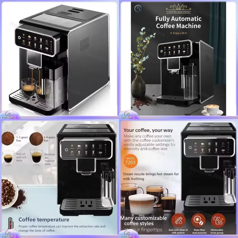 Milk Frother Automatic - 6-in-1 Espressoapparaat met melkopschuimer voor cappuccino,