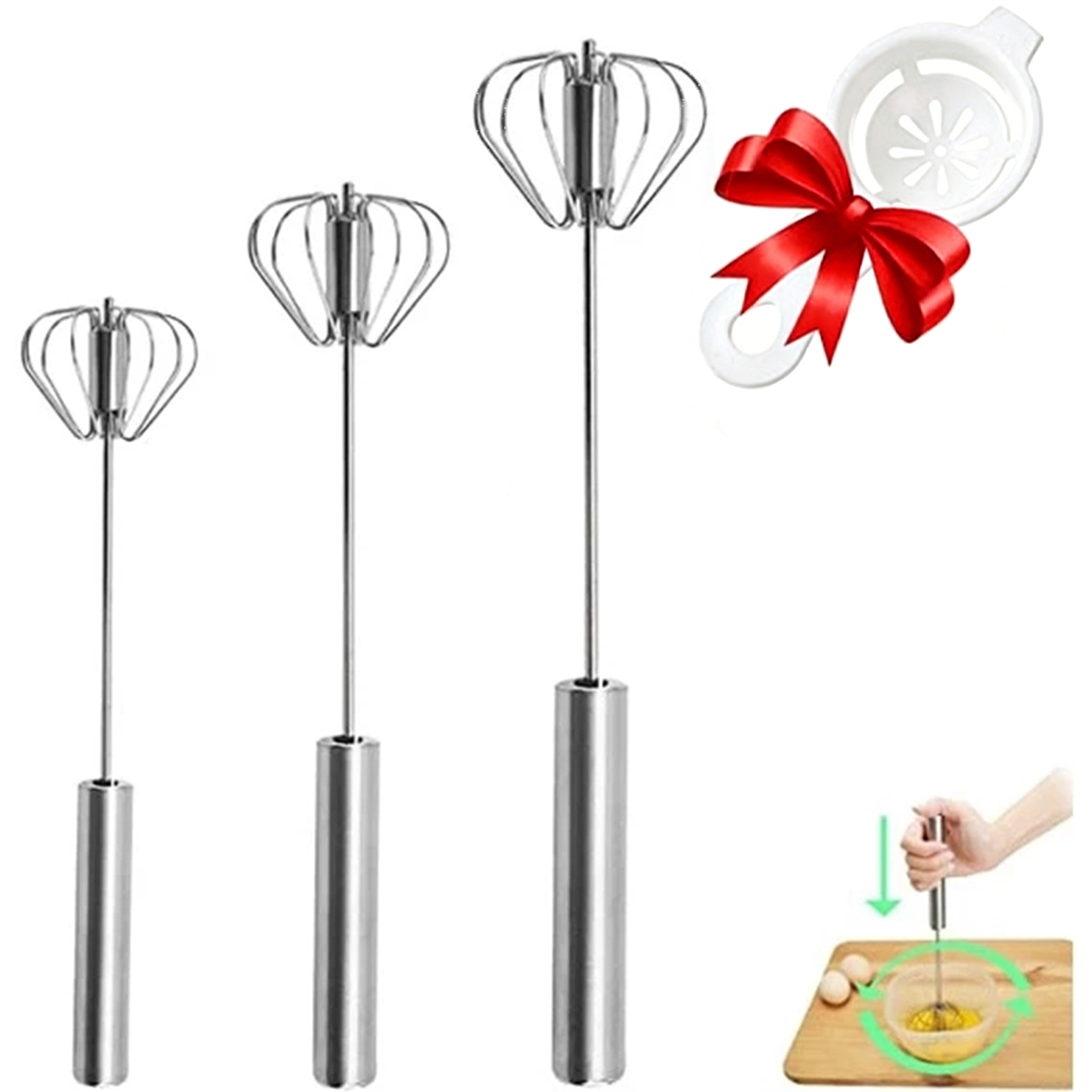 Kitchen Appliances Electronics - 1/3 stuks roestvrijstalen eierklopper Duurzame semi-automatische